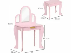 Outlet Homcom Tocador para niños 52x32x85 cm Rosa