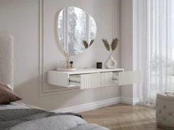 New Tocador suspendido con dos cajones, frente acanalado - color: , 100 x 40 x 16 cm Blanco
