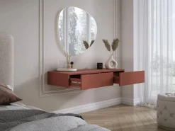 Outlet Tocador suspendido con dos cajones, frente liso - color : ladrillo, 100 x 40 x 16 cm Muebles Niño|Tocador
