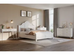 ModernLuxe Tocador 100x40x76 cm - con 2 cajones - patas de metal - (sin espejo) Blanco