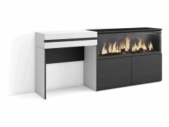 Tocador, 177x35x75cm, Con cajón, Chimenea eléctrica XXL, Tocador