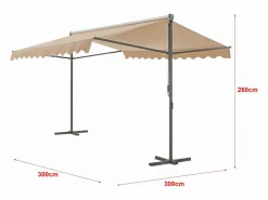 Helloshop26 Toldo autoportante de doble vertiente 300 x 300 x 260 cm arena 03_0008293