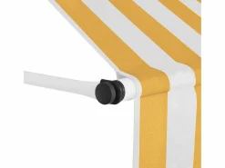 Toldo manual retráctil 100 cm y blanco a rayas ES980219