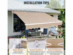 Outlet Toldo Manual Retráctil Para Terraza SucceBuy 243,84 x 213,36 cm Toldo Parasol Con Manivela Caqui