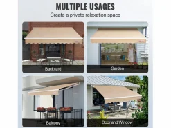 Outlet Toldo Manual Retráctil Para Terraza SucceBuy 243,84 x 213,36 cm Toldo Parasol Con Manivela Caqui