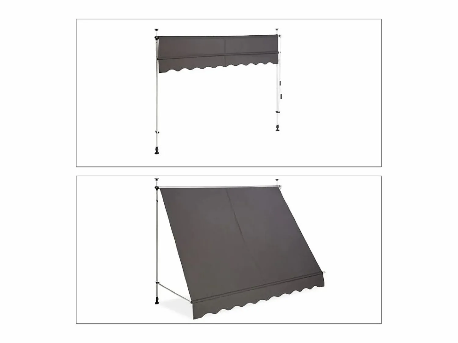 Helloshop26 Toldo telescópico para balcón con manivela altura regulable resistente a los rayos UV poliéster acero 250 x 120 cm 13_0002541_4 Gris