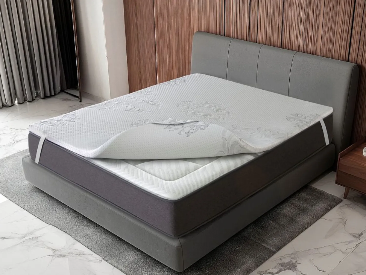 Discount Toper viscoelástico 140x190 INFINIUM Altura 4 cm| Efecto memoria| De funda|Lavable Sobrecolchón