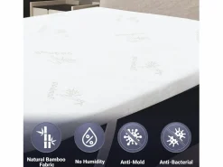 Topper de Látex Natural 140x200 | Bambú transpirable, desenfundable Sobrecolchón