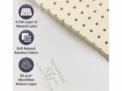 The White Stone Topper de Látex Natural 90x200 | Bambú transpirable, desenfundable