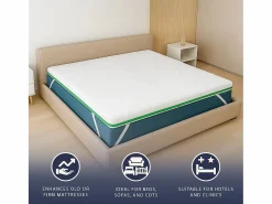 Clearance The White Stone Topper matrimonial 180 x 200 Memory Foam Breeze 9 zonas | Altura 5 cm | Hecho en Italia