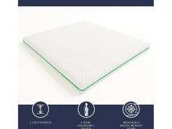 Clearance The White Stone Topper matrimonial 180 x 200 Memory Foam Breeze 9 zonas | Altura 5 cm | Hecho en Italia