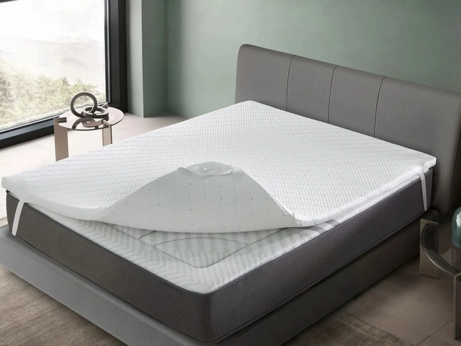 Outlet Dormissimo Topper 135x200 PREMIUM Altura 5 cm | Nucleo 100% Viscoelástica| De funda Blanco