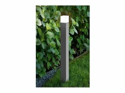 Torre - Bolardo de jardín con 1 bombilla E27 máx. 20 W IP54, aluminio pintado, bolardo para exterior, claro, altura 90 cm - Perenz Gris