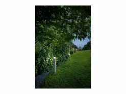 Torre - Bolardo de jardín con 1 bombilla E27 máx. 20 W IP54, aluminio pintado, bolardo para exterior, claro, altura 90 cm - Perenz Gris