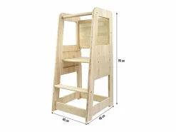 Torre de aprendizaje de madera maciza de pino natural sin tratar.