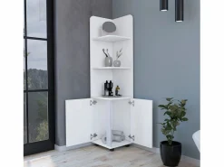 TuHome Torre de baño Malibu en Melamina, con 2 puertas y 3 repisas , 158 cm X 37.5 cm X 36 cm , Blanco