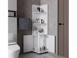 TuHome Torre de baño Malibu en Melamina, con 2 puertas y 3 repisas , 158 cm X 37.5 cm X 36 cm , Blanco