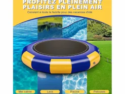 Discount Trampolín acuático Oryxearth de 3,04 m, resistente, con escalera incluida, 100 kg (/azul). Deportes Náuticos