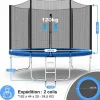 Trampolín con red de seguridad de 305 cm - Juguete infantil para deportes, hogar y exterior con base segura y protección antióxido
