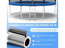 Trampolín con red de seguridad de 305 cm - Juguete infantil para deportes, hogar y exterior con base segura y protección antióxido