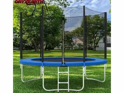 Trampolín con red de seguridad de 305 cm - Juguete infantil para deportes, hogar y exterior con base segura y protección antióxido