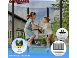 Trampolín con red de seguridad de 305 cm - Juguete infantil para deportes, hogar y exterior con base segura y protección antióxido