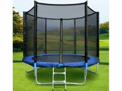 Hot Trampolín de Jardín Juegos al Aire Libre para Niños y Adultos 244 cm y Azul con Red de Seguridad Funda Protectora Cama Elástica