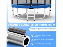 Hot Trampolín de Jardín Juegos al Aire Libre para Niños y Adultos 244 cm y Azul con Red de Seguridad Funda Protectora Cama Elástica