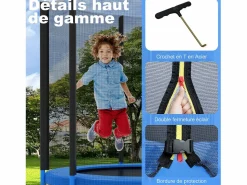 Best Trampolín de jardín para niños y adultos, juegos al aire libre, 183 cm, y azul, con red de seguridad y cubierta protectora. Cama Elástica
