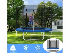 Best Trampolín de jardín para niños y adultos, juegos al aire libre, 183 cm, y azul, con red de seguridad y cubierta protectora. Cama Elástica