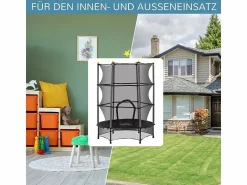 Trampolín infantil con red de seguridad, de acero y plástico, color (140x140x190cm) Negro