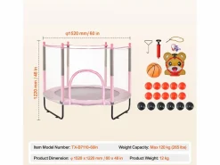 Outlet Trampolín SucceBuy Trampolín para Niños de 152.5CM con Red de Protección para Interiores y Exteriores. Cama Elástica