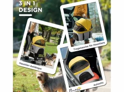 Online Transportín plegable 2 en 1 para perros con cojín, 4 ruedas y ventana de malla, de acero y Oxford, (82 x 49,5 x 98 cm) Transportín De Paseo Para Animales