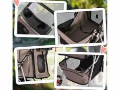 Hot Transportín plegable para perros y gatos, diseño práctico, tela Oxford resistente, color café (75 x 45 x 97 cm) Transportín De Paseo Para Animales
