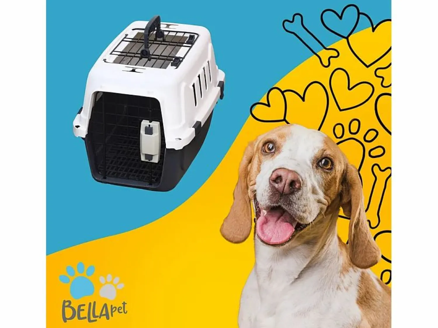 Sale AHD Transportín rígido jaula para animales con almohadilla 30 x 45 x 30 cm Rexxy M. Multicolor
