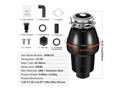 Hot Triturador de Residuos SucceBuy para Fregadero de Cocina, 1/2 CV, Sistema de Trituración de Residuos de Alimentos, 3820 rpm, con Cable de Alimentación Cubo De Basura Para Cocina