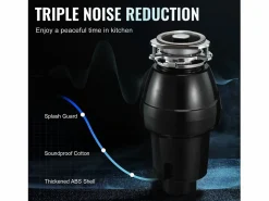 Hot Triturador de Residuos SucceBuy para Fregadero de Cocina, 1/2 CV, Sistema de Trituración de Residuos de Alimentos, 3820 rpm, con Cable de Alimentación Cubo De Basura Para Cocina