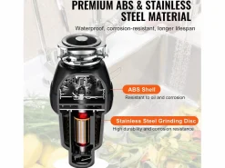 Best Triturador de Residuos SucceBuy para Fregadero de Cocina, 3/4 CV, Sistema de Trituración de Residuos de Alimentos, 3600 rpm, con Cable de Alimentación Negro