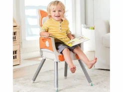 Outlet Trona evolutiva Infantino 4-en-1 diseño zorro, asiento acolchado, respaldo reclinable, elevador y silla infantil Naranja / Blanco