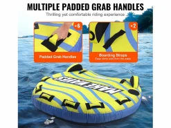Tubo Remolcable SucceBuy para 1 a 3 Pasajeros, Inflable, 231 kg, Cubierta de Nylon, Asas de EVA Deportes Náuticos
