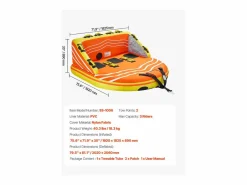 Best Tubo Remolcable SucceBuy para Navegación, Flotador Inflable para Deportes Acuáticos de 1 a 3 Pasajeros Naranja