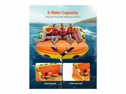 Best Tubo Remolcable SucceBuy para Navegación, Flotador Inflable para Deportes Acuáticos de 1 a 3 Pasajeros Naranja