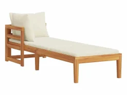 vidaxl Tumbona 1 reposabrazos con cojines crema madera maciza acacia