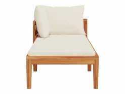 vidaxl Tumbona 1 reposabrazos con cojines crema madera maciza acacia