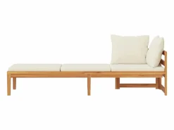 vidaxl Tumbona 1 reposabrazos con cojines crema madera maciza acacia