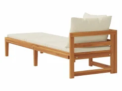 vidaxl Tumbona 1 reposabrazos con cojines crema madera maciza acacia
