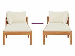 vidaxl Tumbona 1 reposabrazos con cojines crema madera maciza acacia