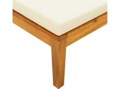 vidaxl Tumbona 1 reposabrazos con cojines crema madera maciza acacia