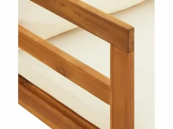 vidaxl Tumbona 1 reposabrazos con cojines crema madera maciza acacia