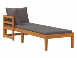 Tumbona con 1 reposabrazos oscuro madera maciza acacia Tumbona